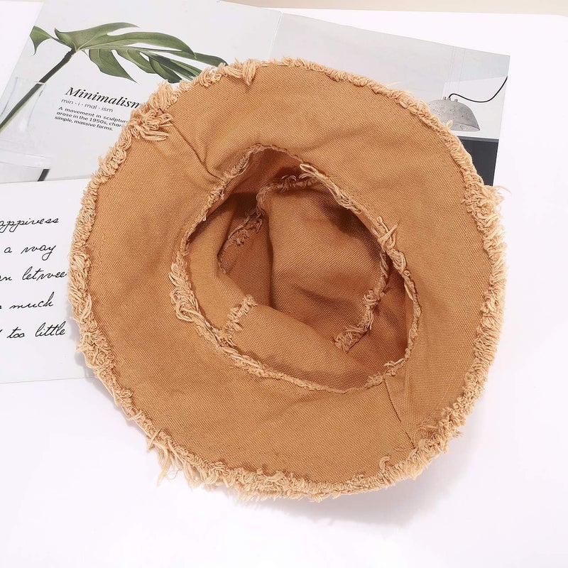 Boderier Sun Hats for Women Summer Casual Wide Brim Cotton Bucket Hat Beach Vacation Travel Accessories - Image 2